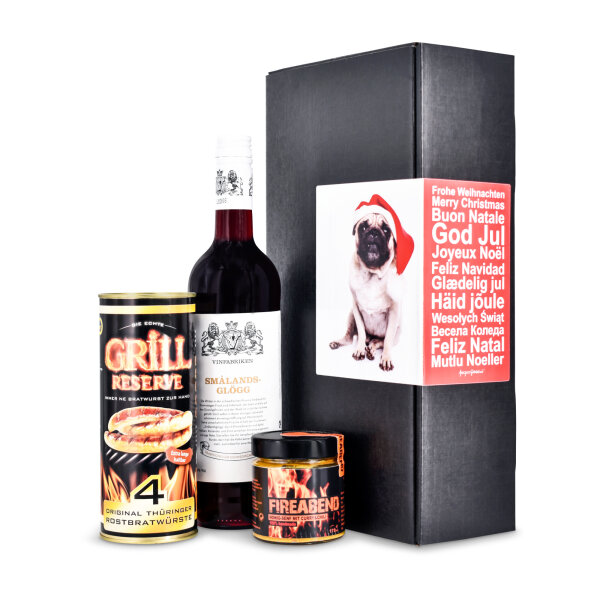 Geschenkset - Wintergrillen auf dem Weihnachtsmarkt (Glögg, Thüringer Rostbratwürste und FIREABEND Senf)