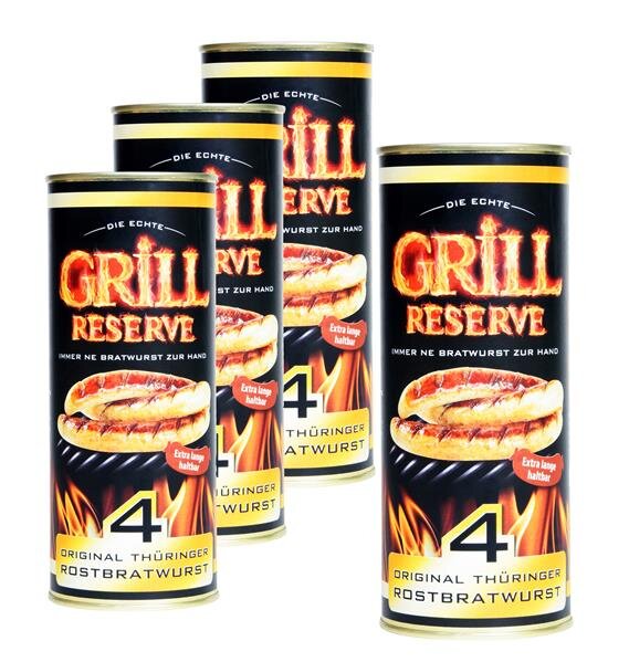 4er Pack - Grill Reserve - Th&uuml;ringer Rostbratw&uuml;rste (4 St&uuml;ck) in der Dose (4 x 400 g)
