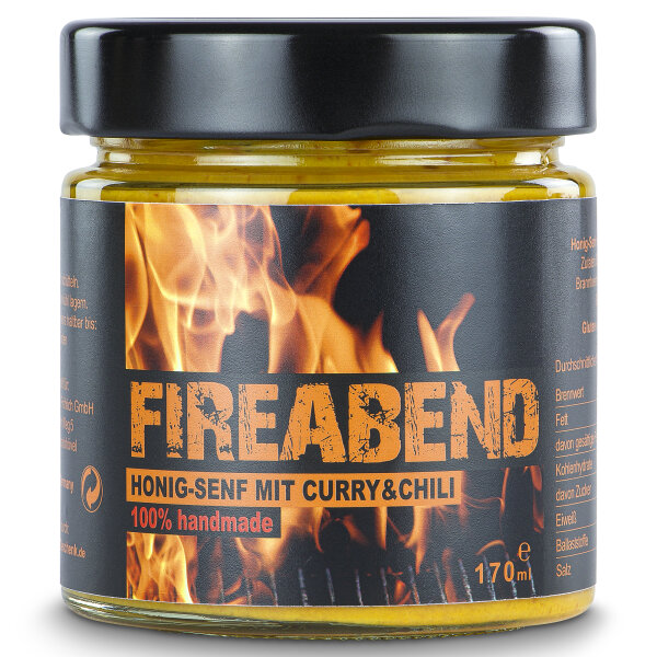 FIREABEND - Honig Senf mit Curry & Chili 100% handmade (170 ml)